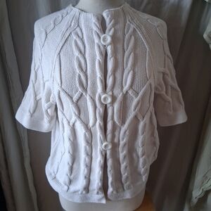 Calvin Klein Cable Knit Cardigan Size L Women's Jumper Sweater White